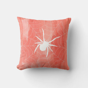 Fun Happy Halloween Black en Oranje Spider Web Kussen