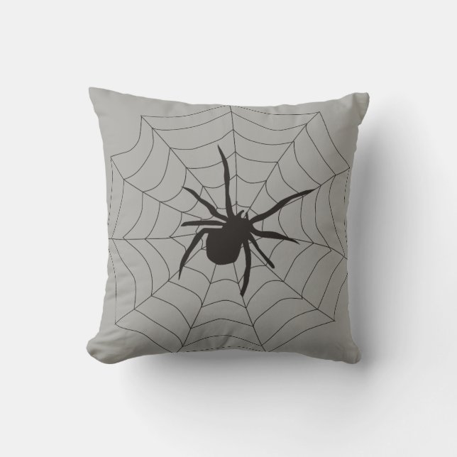 Fun Happy Halloween Black & White Spider Web Kussen (Voorkant)