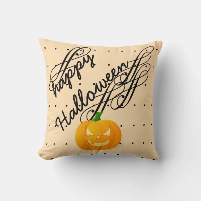 Fun Happy Halloween Pumpkin Swirl Polka Dots Kussen (Voorkant)