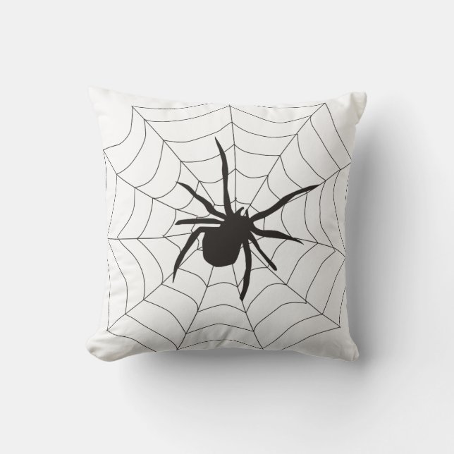 Fun Happy Halloween Spider met web Kussen (Voorkant)
