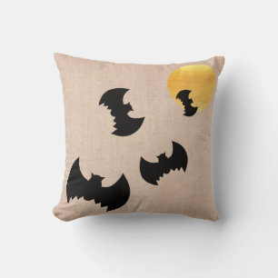 Fun Happy Halloween Trick or treat Bats met maan Kussen