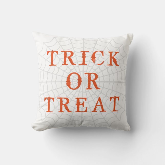 Fun Happy Halloween Trick or treat met spider Web Kussen (Voorkant)