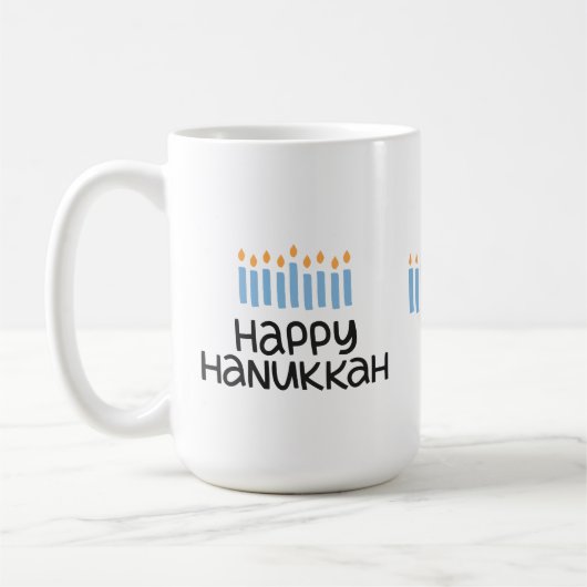 Fun Happy Hanukkah leuke typografie 15 oz Mok (Links)