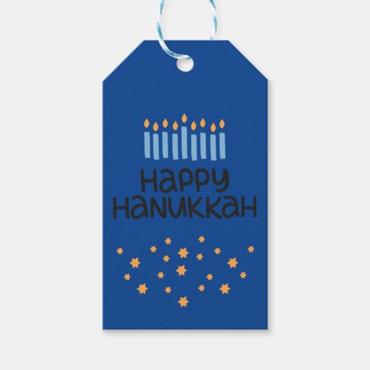 Fun Happy Hanukkah Menorah Cadeaulabel (Voorkant)