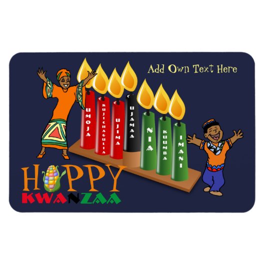 Fun Happy Kwanzaa 7 Principles gepersonaliseerd Magneet (Horizontaal)