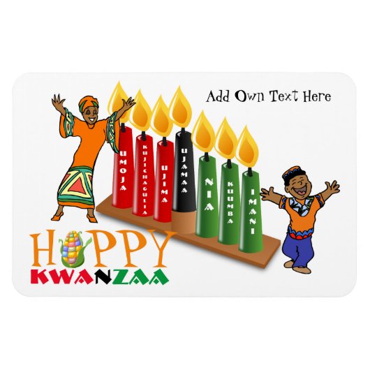Fun Happy Kwanzaa 7 Principles gepersonaliseerd Magneet (Horizontaal)