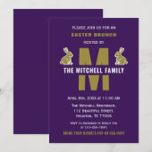 Fun Happy Paaster Bunny Rabbit Monogram Familienaa Kaart (Voorkant / Achterkant)