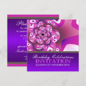 Fun Happy Pink Scrunchy Birthday Party Invitation Kaart (Voorkant / Achterkant)