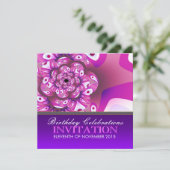 Fun Happy Pink Scrunchy Birthday Party Invitation Kaart (Staand voorkant)