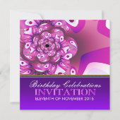 Fun Happy Pink Scrunchy Birthday Party Invitation Kaart (Voorkant)
