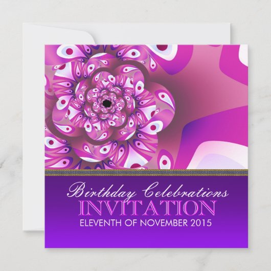 Fun Happy Pink Scrunchy Birthday Party Invitation Kaart (Voorkant)