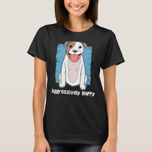 Fun Happy Pitbull Pit Bull Lover T-shirt (Voorkant)