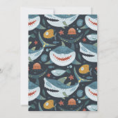 Fun Happy Shark Personalized Birthday Party Kaart (Achterkant)