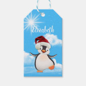 Fun Happy Skiing Snowman Cadeaulabel (Voorkant)