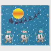 Fun Happy Skiing Snowman Cadeaupapier (Vlak)