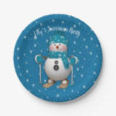 Fun Happy Skiing Snowman Papieren Bordje (Voorkant)
