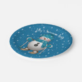 Fun Happy Skiing Snowman Papieren Bordje (Gekanteld)
