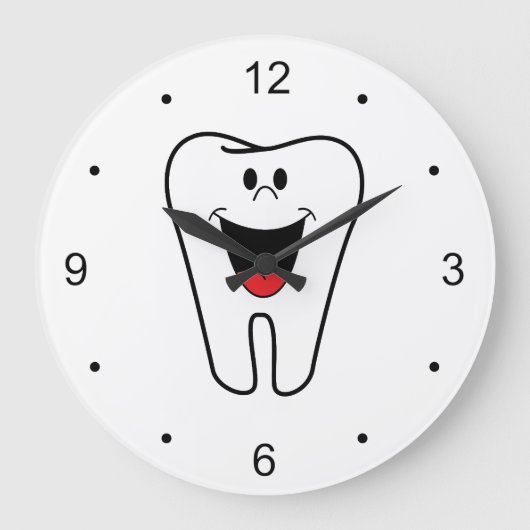 Fun Happy Smiling Tooth voor tandartsen Grote Klok (Voorkant)