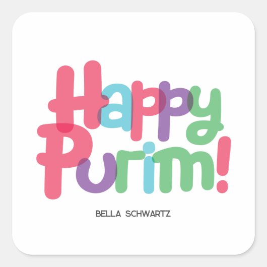Fun Happy Square Purim Sticker (Voorkant)