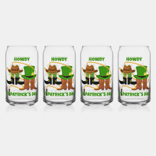 Fun Happy St Patricks Day HOWDY Cowboy Blikvorm Glas