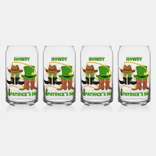 Fun Happy St Patricks Day HOWDY Cowboy Blikvorm Glas (Voorkant)