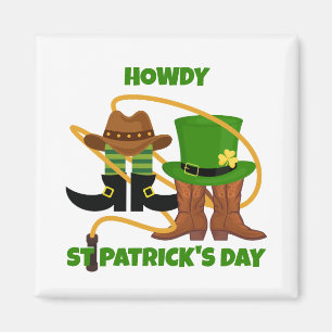 Fun Happy St Patricks Day HOWDY DIA DUIT Cowboy Magneet