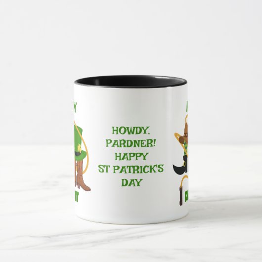 Fun Happy St Patricks Day HOWDY DIA DUIT Cowboy Mok (Midden)