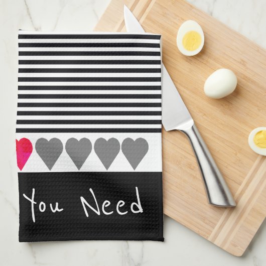 Fun-hartgegevens met moderne streep theedoek (Quarter Fold)