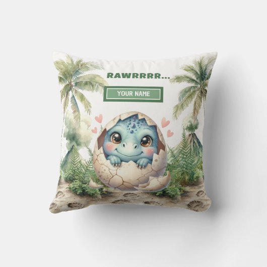 Fun Hatching Soon Baby Dinosaurus Gepersonaliseerd Kussen (Achterkant)