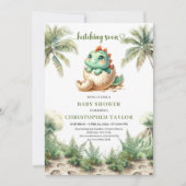 Fun Hatching Soon Dinosaur Baby Shower Template Kaart (Voorkant)