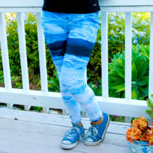 Fun Hawaiian Turquoise Blue Ocean Waves Foto Leggings