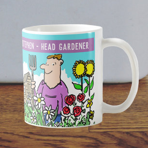 Fun Head Gardener Mok. Voeg jouw naam Keuze toe. Koffiemok