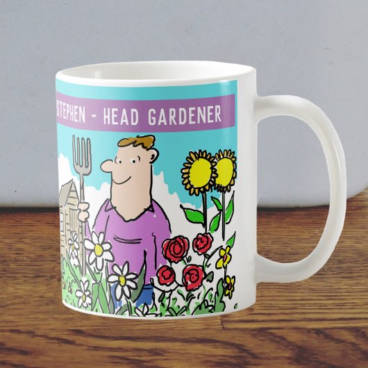 Fun Head Gardener Mok. Voeg jouw naam Keuze toe. Koffiemok