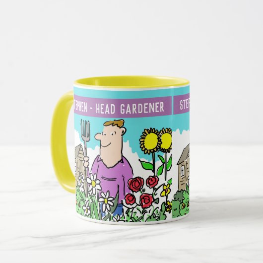 Fun Head Gardener Mok. Voeg jouw naam Keuze toe. Mok (Voorkant links)