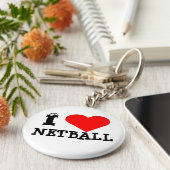 Fun Heart Design I Love Netball Sleutelhanger (Zijkant)
