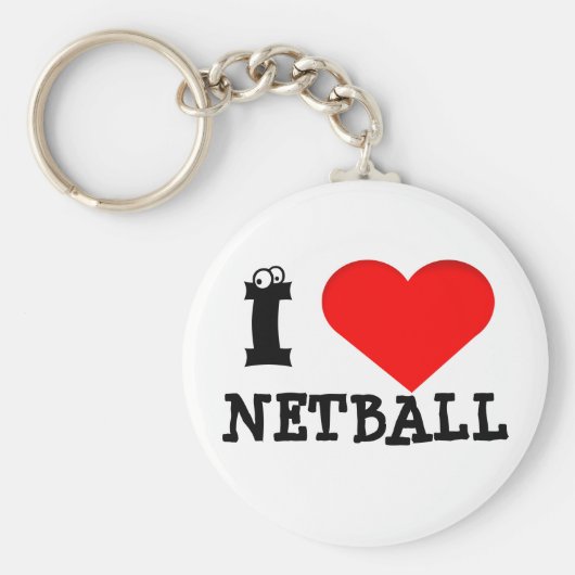 Fun Heart Design I Love Netball Sleutelhanger (Voorkant)