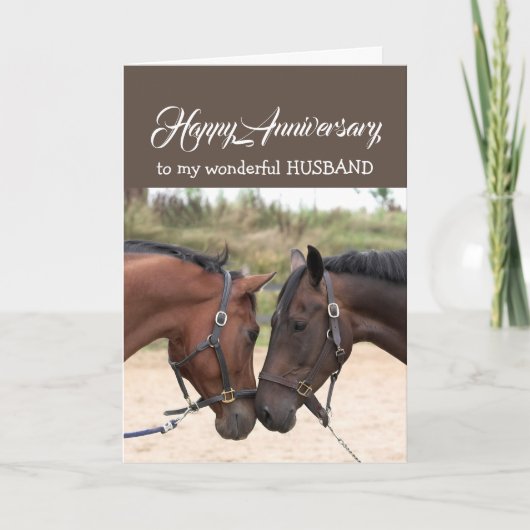 Fun Heart to Heart Husband Jubileum HORSES Kaart (Voorkant)