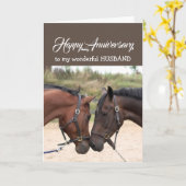 Fun Heart to Heart Husband Jubileum HORSES Kaart (Gele Bloem)
