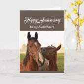 Fun Heart to Heart Sweedel Birthday HORSES Kaart (Gele Bloem)
