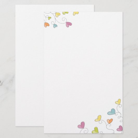 Fun Hearts Briefpapier (Voorkant / Achterkant)