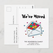 Fun Hearts Nieuwe Home Bewegende Aankondiging Briefkaart (Voorkant / Achterkant)