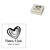 Fun Hearts Wedding Monogram Rubberstempel (Gestempeld)