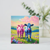 Fun Heifer of Bull Gender onthullen Bedankkaart (Staand voorkant)