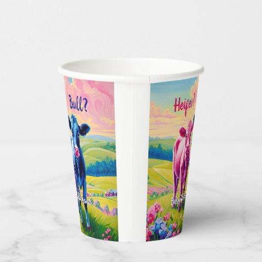 Fun Heifer of Bull Gender onthullen Papieren Bekers (Rechts)