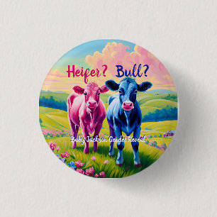 Fun Heifer of Bull Gender onthullen Ronde Button 3,2 Cm