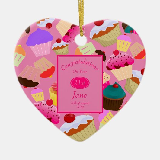 Fun, helder roze koekje elke dag van de leeftijd keramisch ornament (Voorkant)