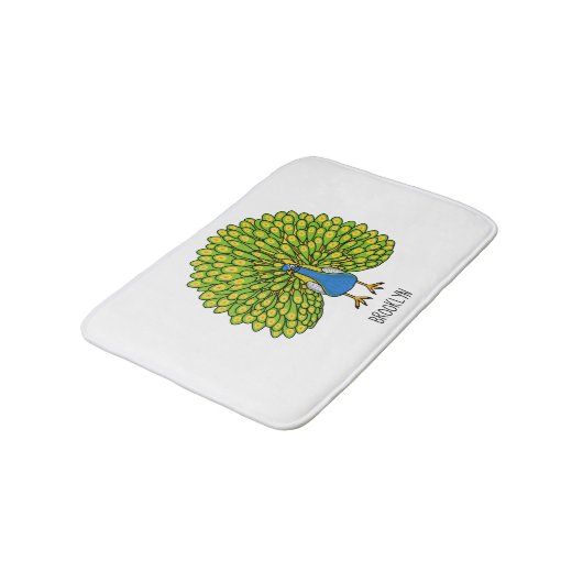 Fun heldere pauw vogelillustratie badmat (Gekanteld)