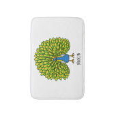 Fun heldere pauw vogelillustratie badmat (Voorkant Verticaal)