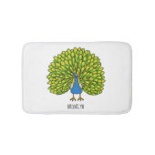 Fun heldere pauw vogelillustratie badmat (Voorkant)