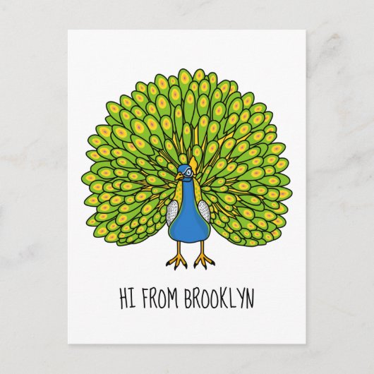 Fun heldere pauw vogelillustratie briefkaart (Voorkant)